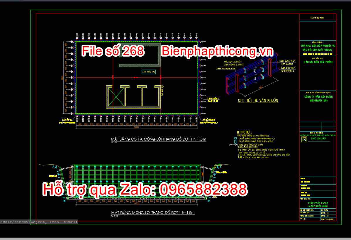 Mặt bằng ván khuôn móng lõi thang.