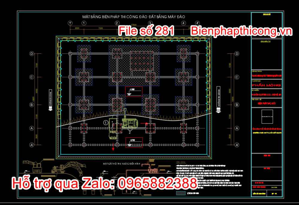 Biện pháp đào đất bằng máy đào móng cọc.