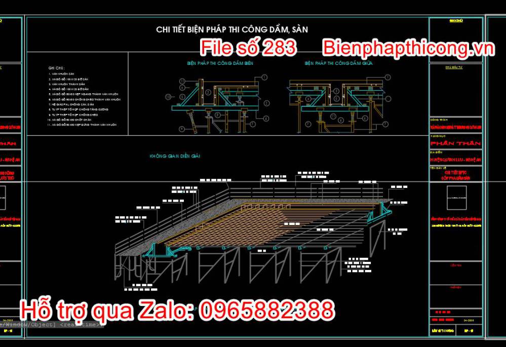 Chi tiết biện pháp thi công dầm sàn.