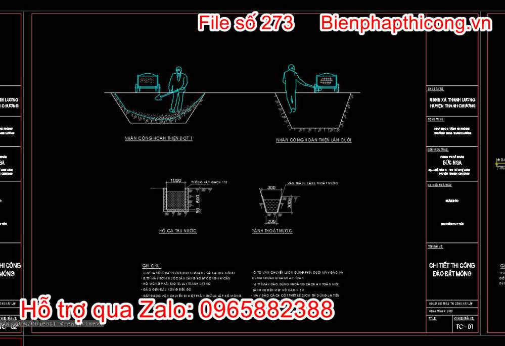 Chi tiết thi công đào đất móng.