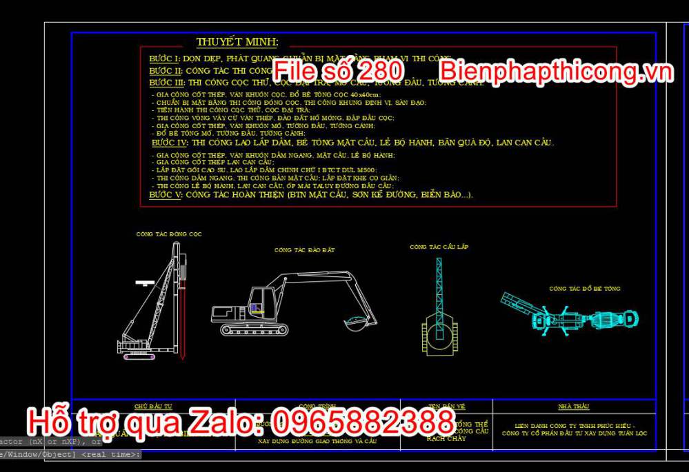 Thuyết minh tổng thể công tác thi công cầu.