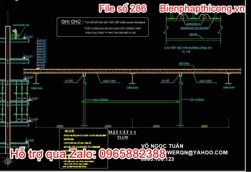 Bản vẽ biện pháp thi công sàn liên hợp thép.