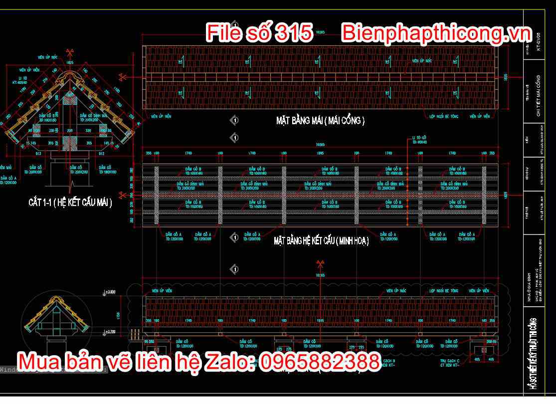 Bản vẽ mặt bằng mái cổng