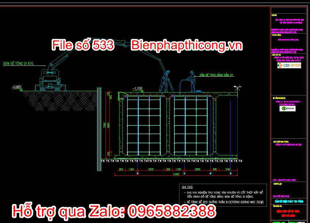 Biện pháp đổ bê tông nắp bể