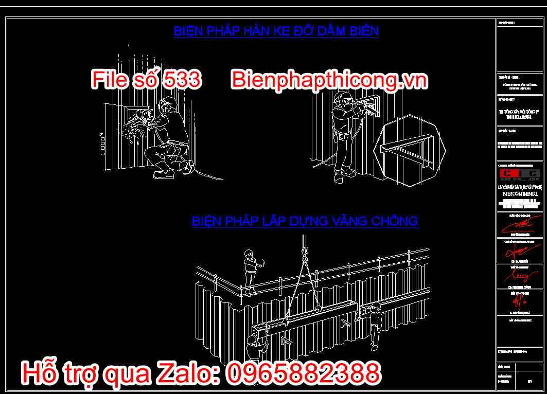 Biện pháp hàn ke đỡ dầm biên và lắp dựng văng chống