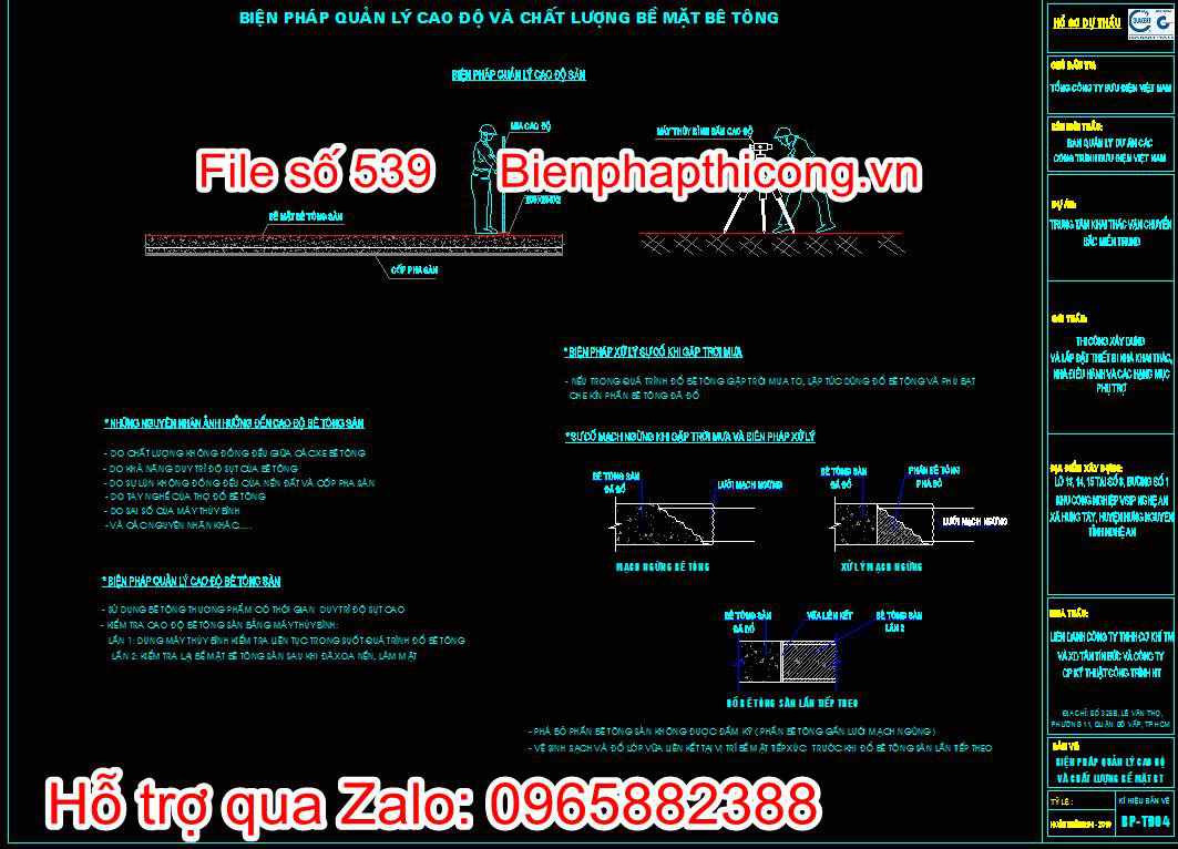 Biện pháp quản lý cao độ và chất lượng bề mặt bê tông