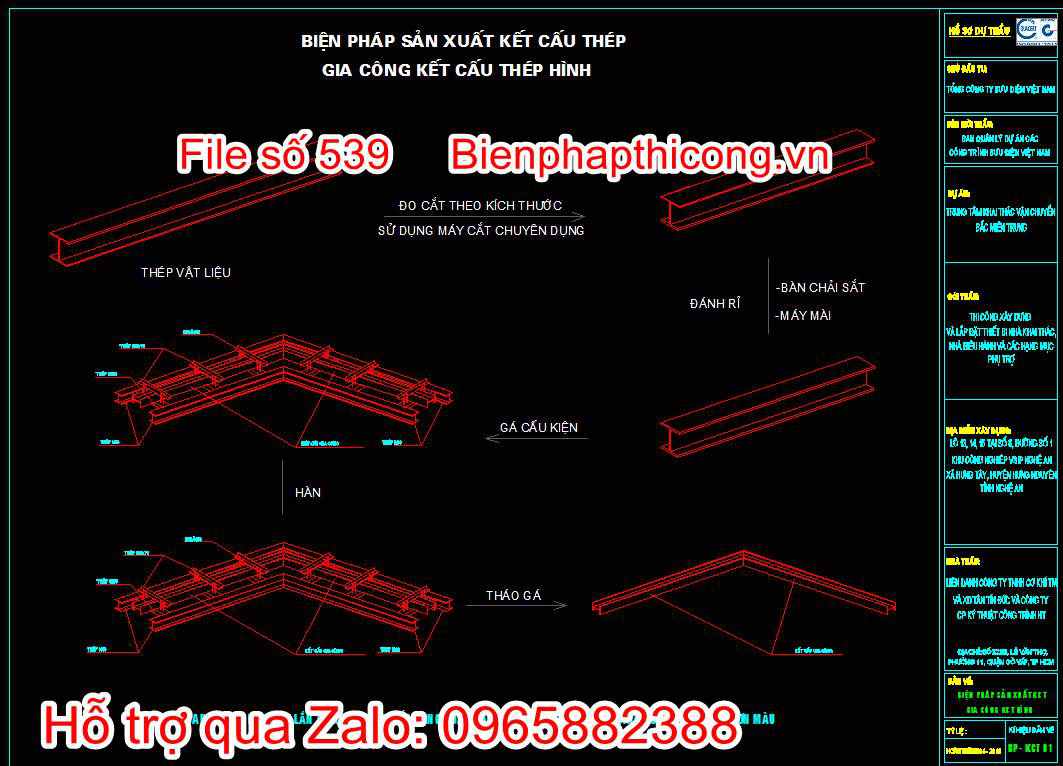 Biện pháp sản xuất kết cấu thép, gia công kết cấu thép hình
