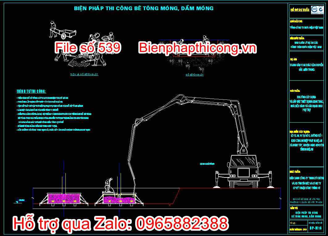 Biện pháp thi công bê tông móng, dầm móng
