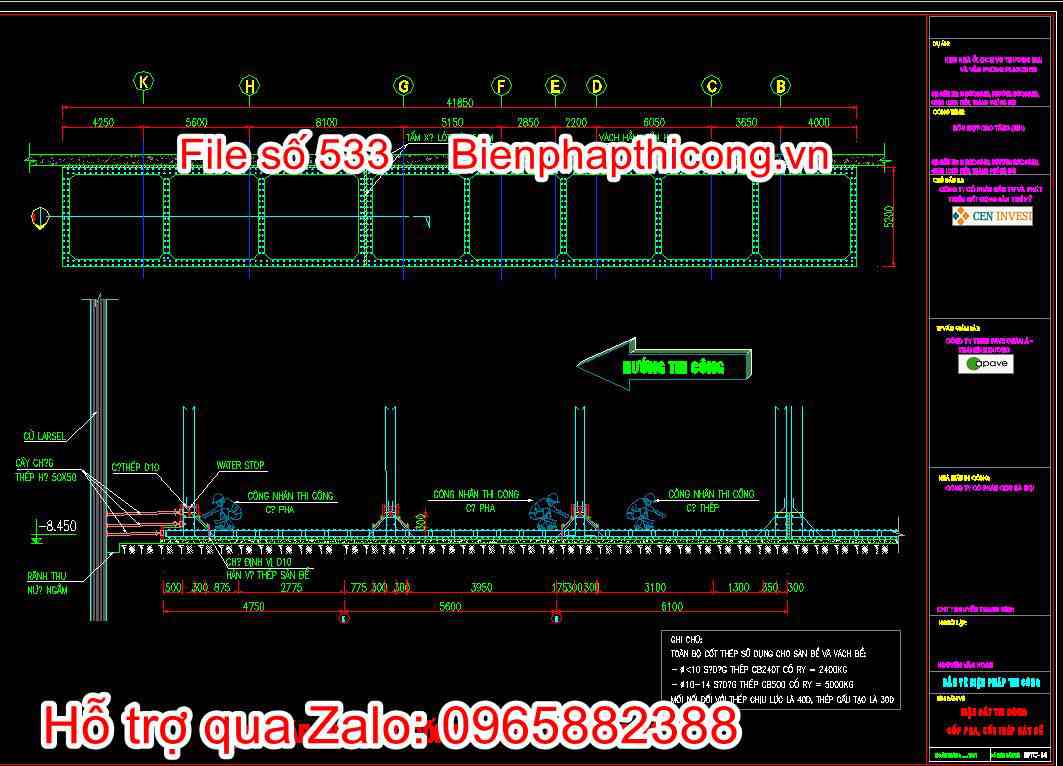 Biện pháp thi công cốp pha, cốt thép đáy bể