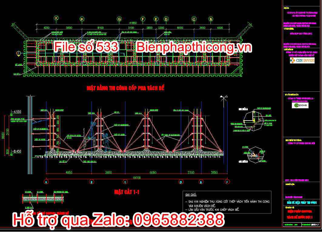 Biện pháp thi công cốp pha vách bể nước đợt 1