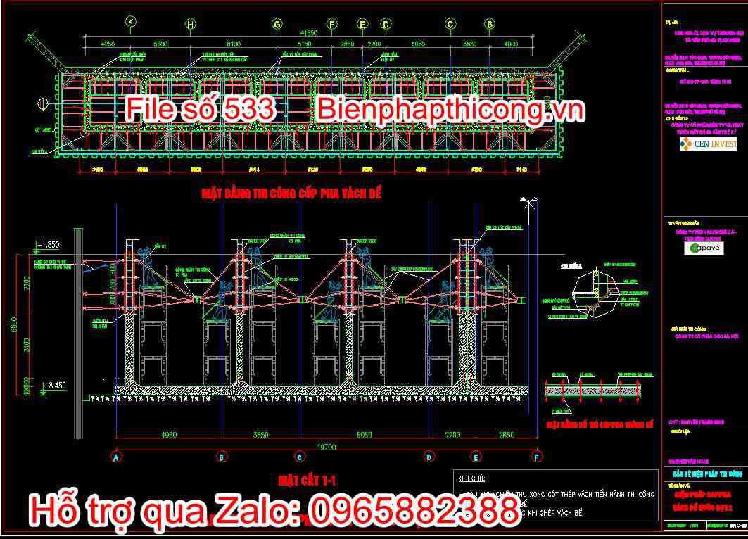 Biện pháp thi công cốp pha vách bể nước đợt 2