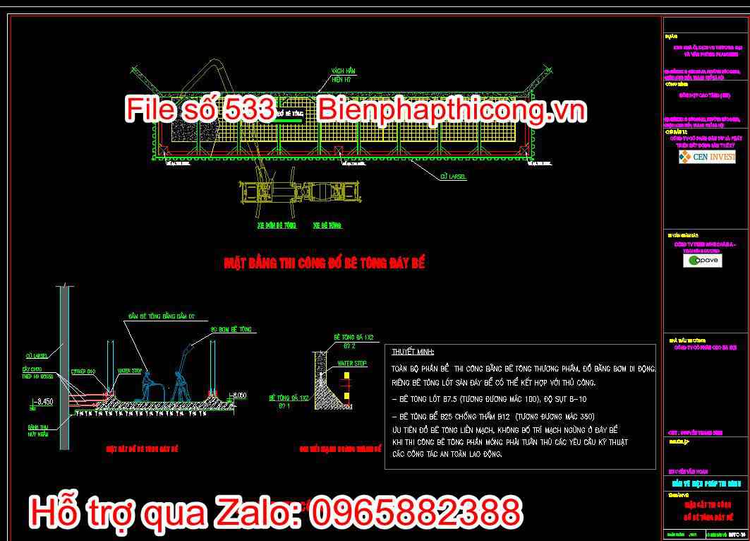 Biện pháp thi công đổ bê tông đáy bể