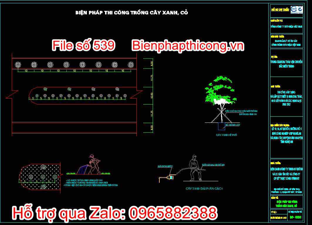 Biện pháp thi công trồng cây xanh, cỏ