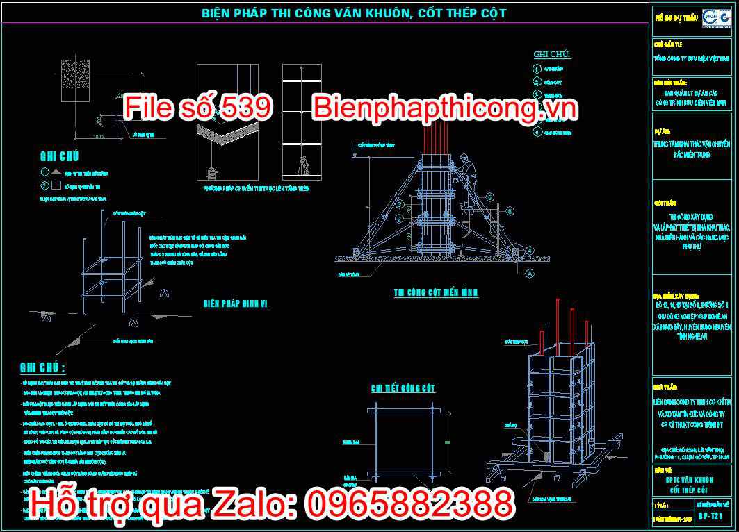 Biện pháp thi công ván khuôn, cốt thép cột