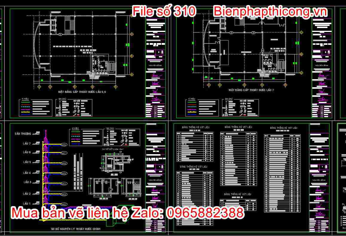 Bản vẽ cấp thoát nước công trình nhà cao tầng.