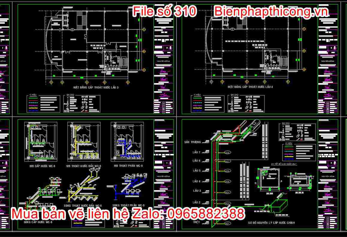 Bản vẽ cấp thoát nước nhà vệ sinh.