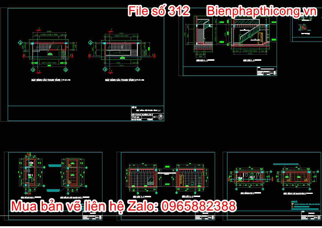Thiết kế cầu thang và nhà vệ sinh cad