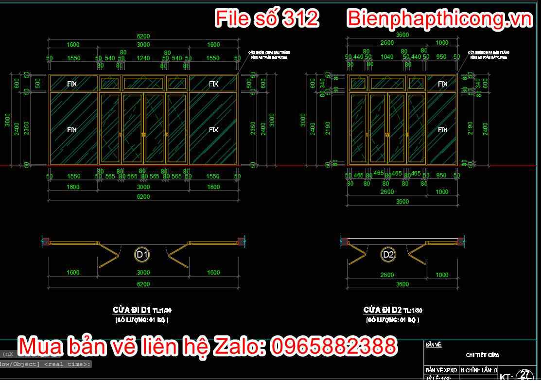 Chi tiết cửa autocad
