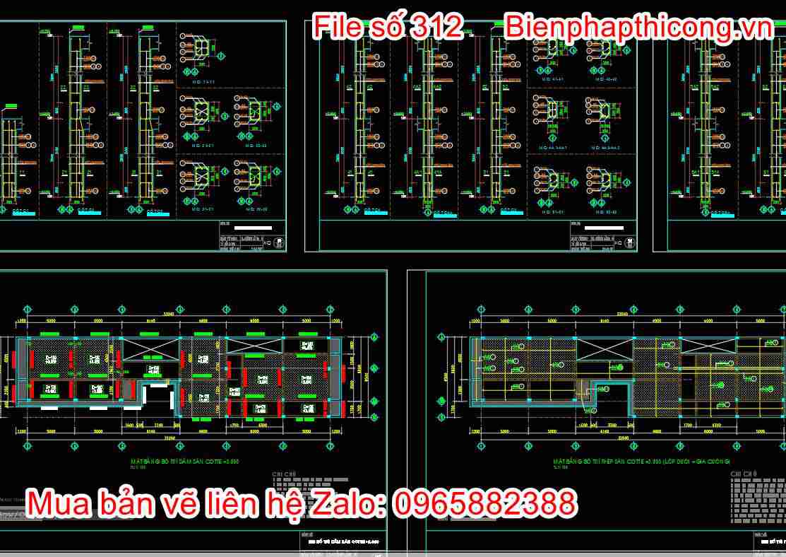 Bản vẽ thiết kế cột autocad nhà ống.