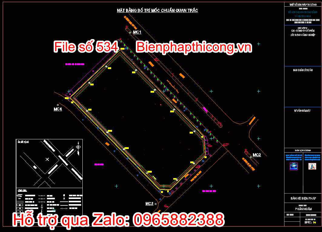 Mặt bằng bố trí mốc chuẩn quan trắc