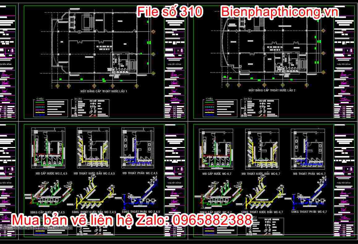 Mặt bằng cấp thoát nước tầng 2.