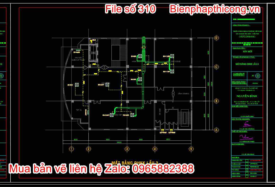 Mặt bằng điều hòa không khí lầu 3.