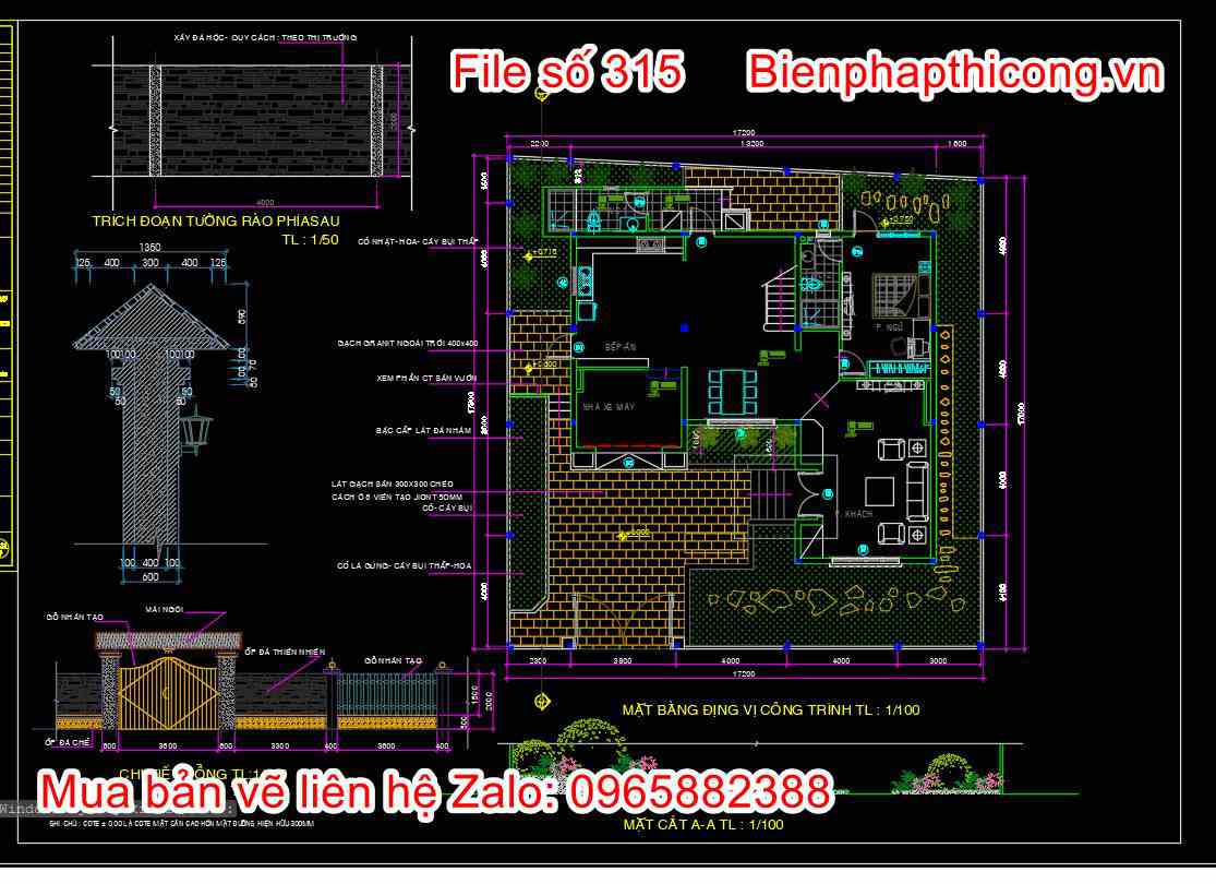 Mặt bằng định vị chi tiết cổng.