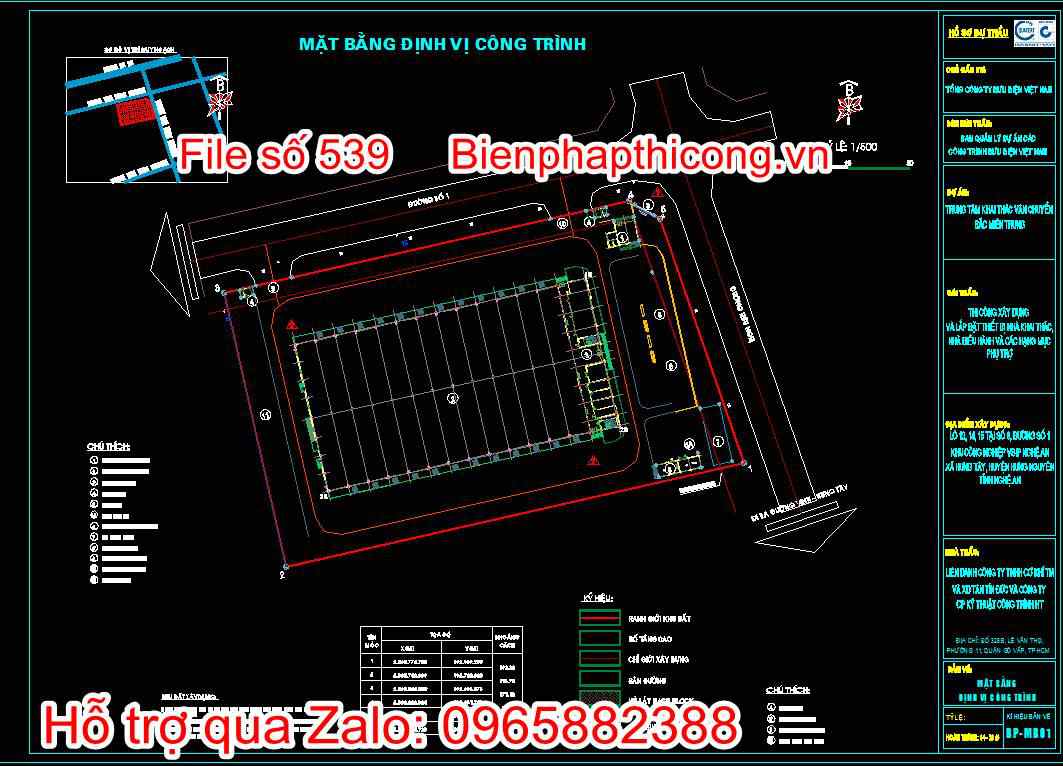 Mặt bằng định vị công trình