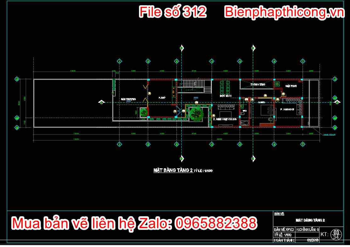 Bản vẽ thiết kế mặt bằng tại tầng 2
