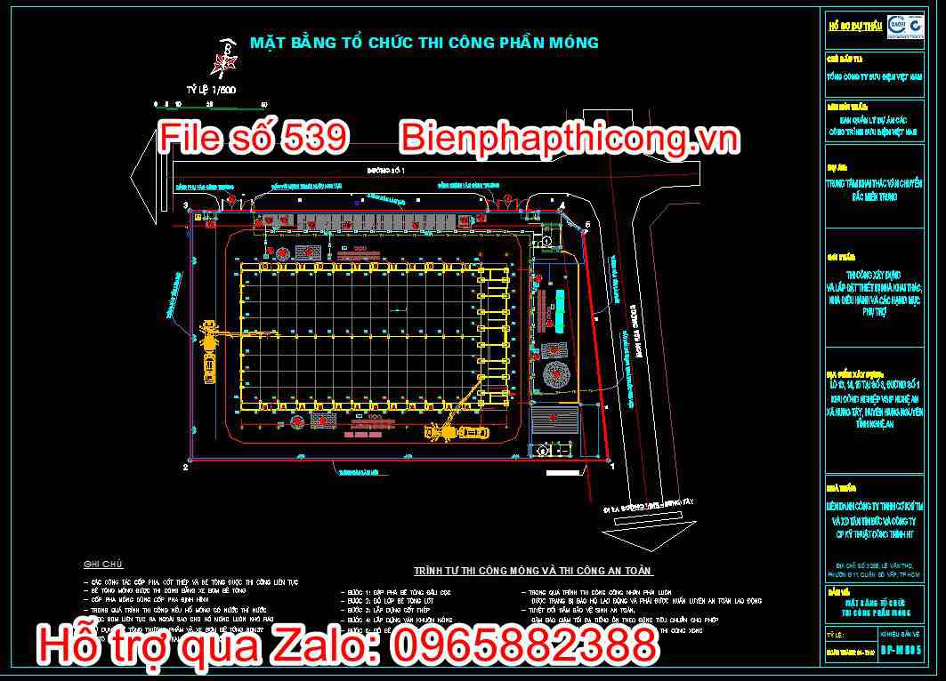 Mặt bằng tổ chức thi công phần móng