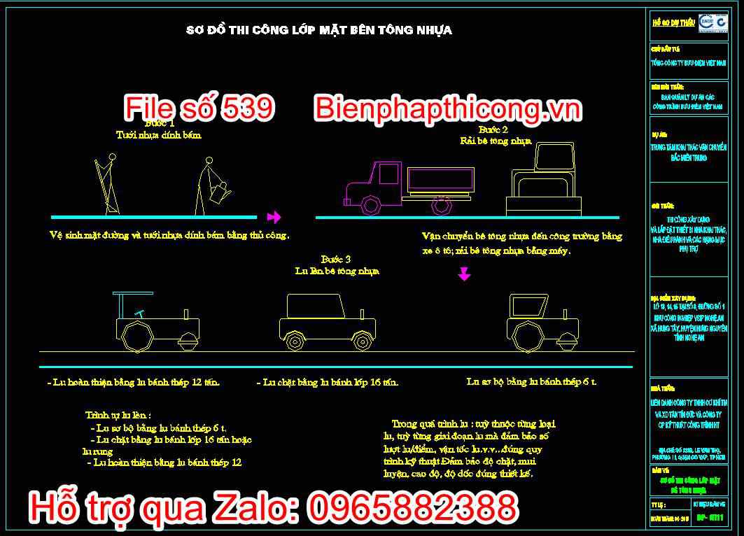 Sơ đồ thi công lớp mặt bê tông nhựa