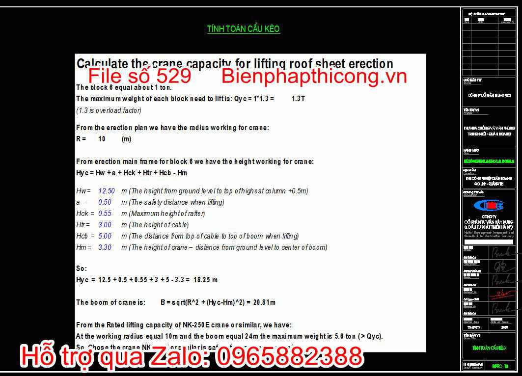 Tính toán cẩu kèo