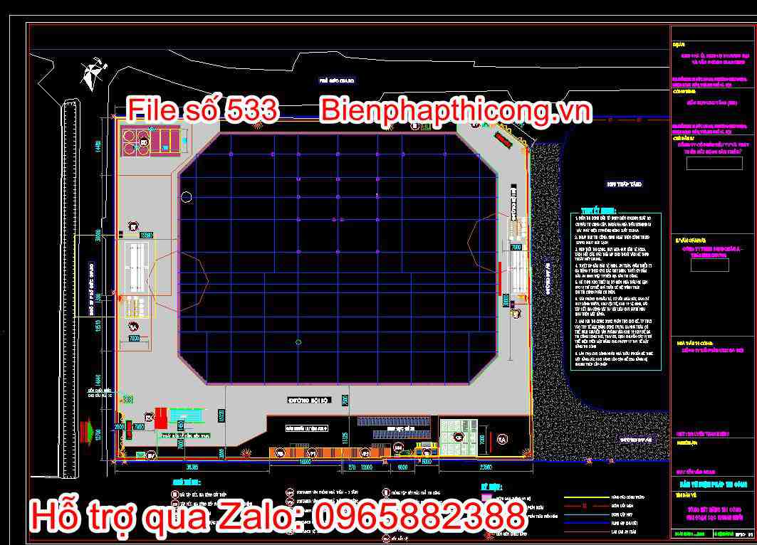 Tổng mặt bằng thi công bể nước sạch và bể PCCC