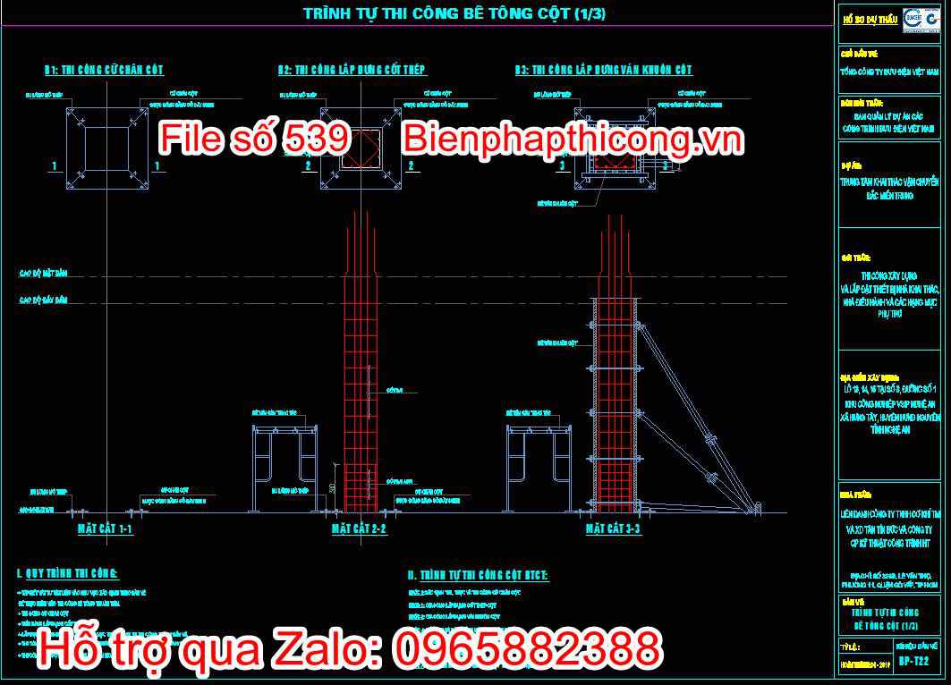 Trình tự thi công bê tông cột 1