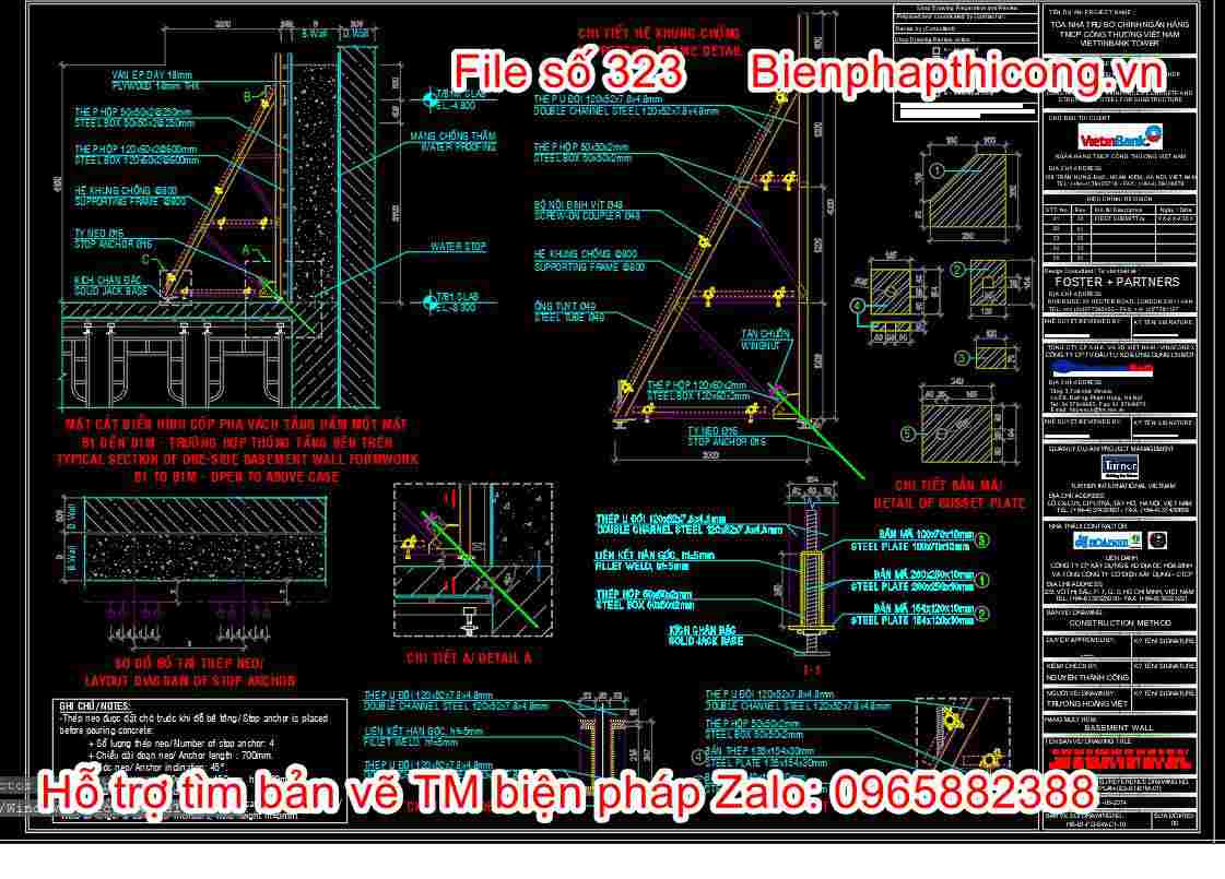 Chi tiết khung chống cốp pha tường vách 1 mặt.