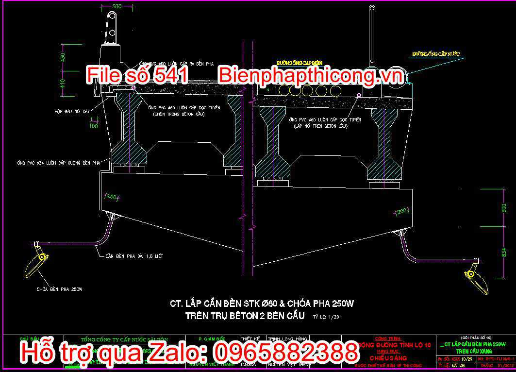 CT lắp cần đèn pha trên cầu xáng