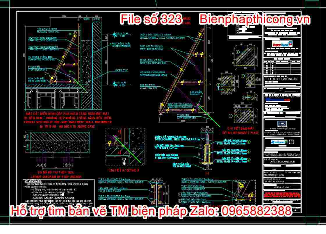 Cốp pha chống vách tầng hầm 1 mặt.