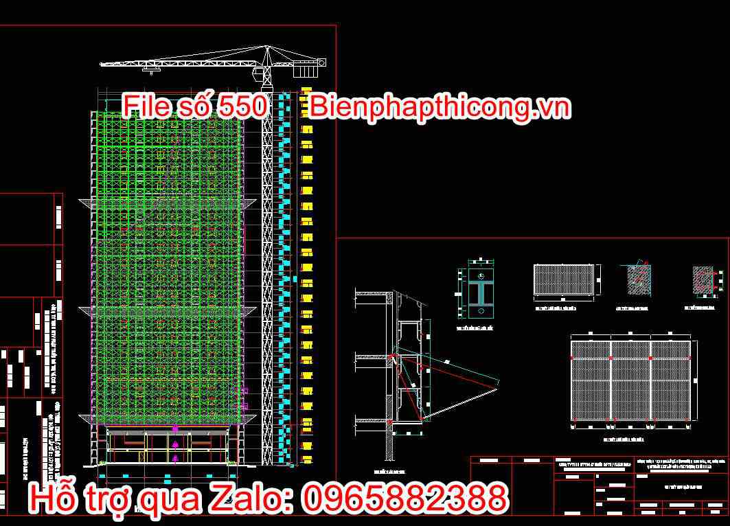 Mặt đứng giáo bao che, chi tiết neo giáo bao che