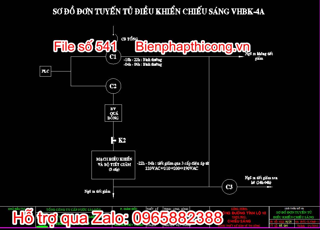 Sơ đồ đơn tuyến tủ điều khiển chiếu sáng