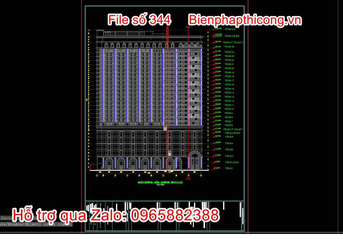 Mặt đứng vận thăng.