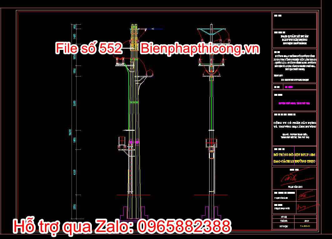 Bố trí sơ đồ cột BTLT dao cách ly đường trục