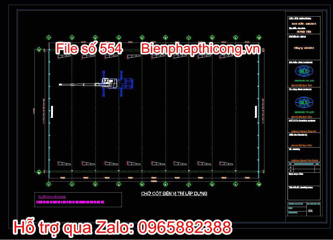 Chở cột đến vị trí lắp dựng