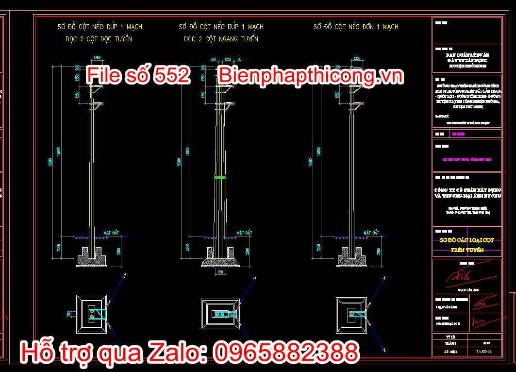 Sơ đồ các loại cột trên tuyến 2
