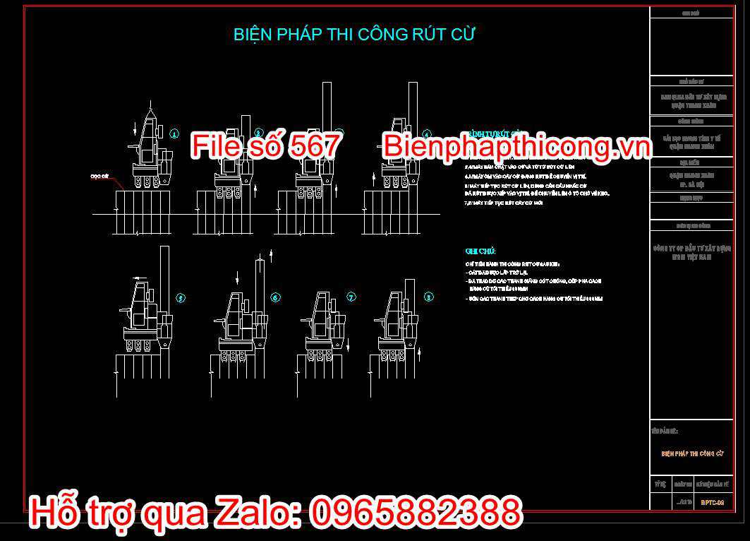 Bản vẽ biện pháp thi công rút cừ