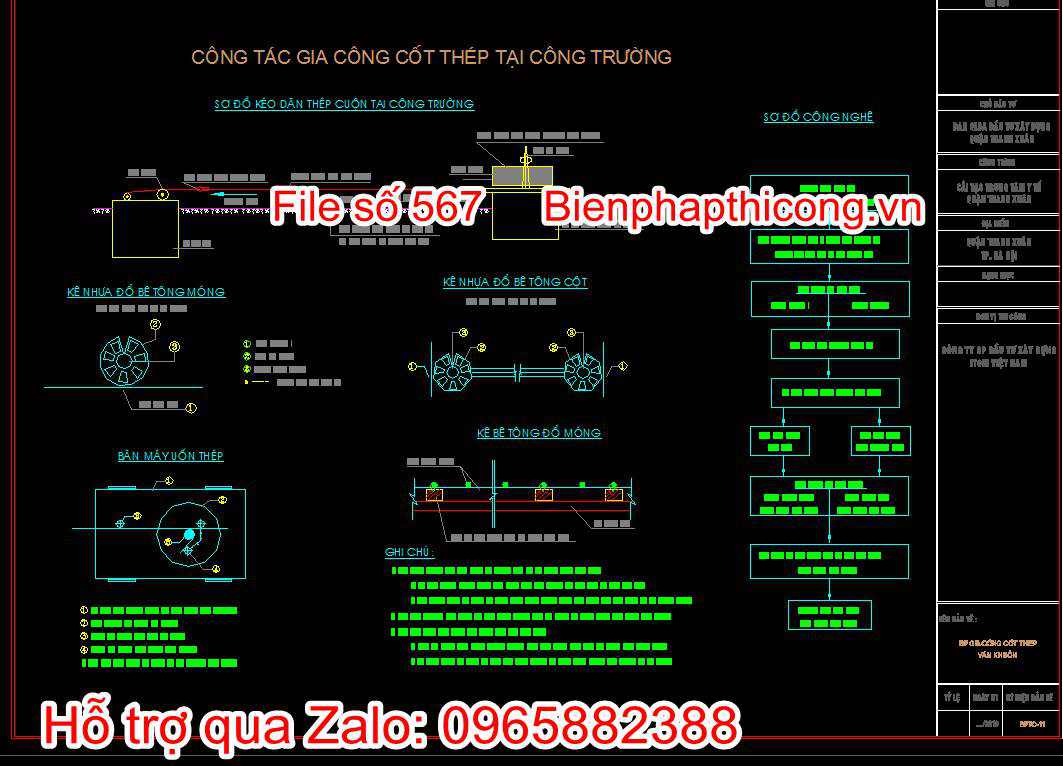 Bản vẽ công tác gia công cốt thép tại công trường