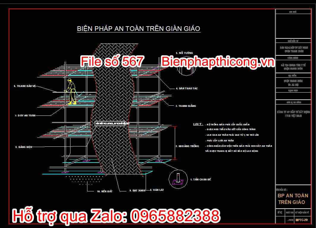 Bản vẽ biện pháp an toàn trên giàn giáo