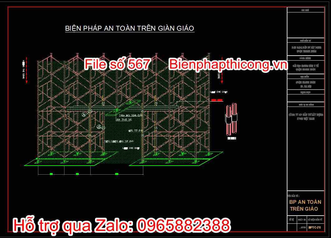 Bản vẽ biện pháp an toàn trên giáo