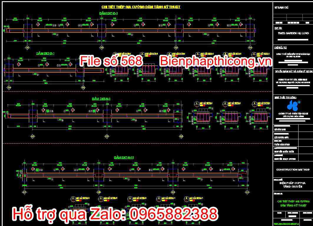 Bản vẽ chi tiết thép gia cường dầm tầng kỹ thuật