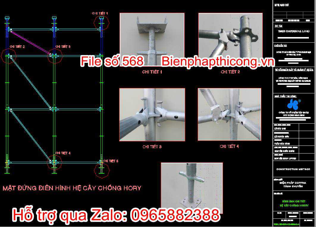 Bản vẽ hình ảnh chi tiết hệ cây chống Hory
