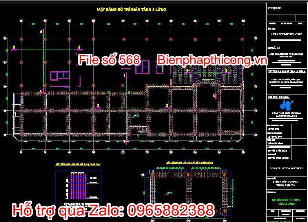 Bản vẽ mặt bằng bố trí giáo tầng 4 lửng